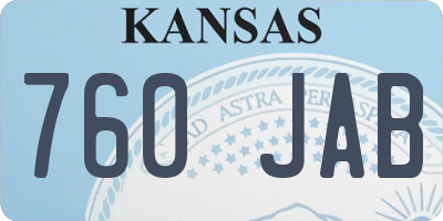 KS license plate 760JAB