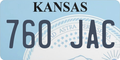 KS license plate 760JAC