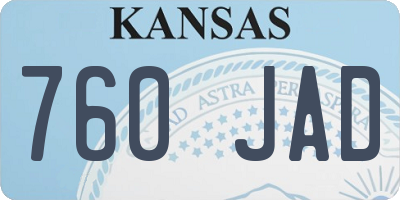 KS license plate 760JAD