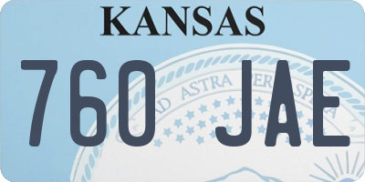 KS license plate 760JAE