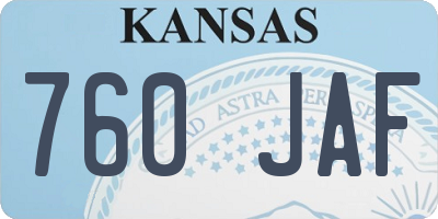 KS license plate 760JAF