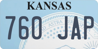 KS license plate 760JAP