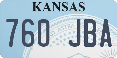 KS license plate 760JBA