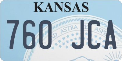 KS license plate 760JCA