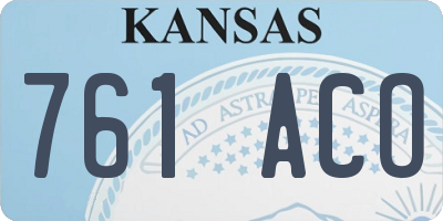 KS license plate 761ACO