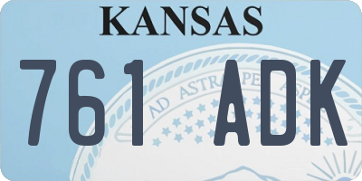 KS license plate 761ADK