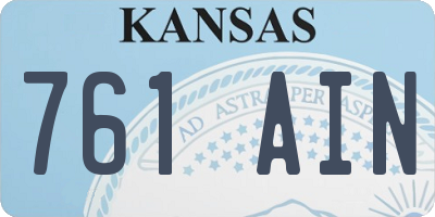 KS license plate 761AIN