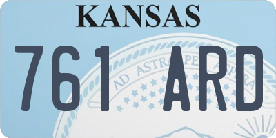 KS license plate 761ARD