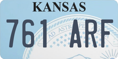 KS license plate 761ARF