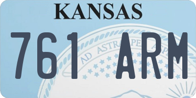 KS license plate 761ARM