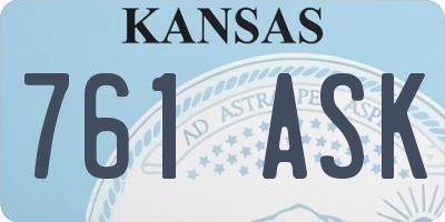 KS license plate 761ASK