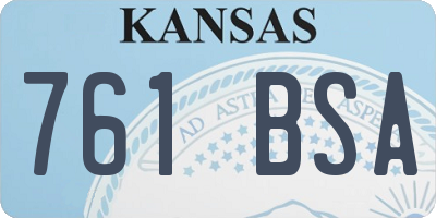 KS license plate 761BSA