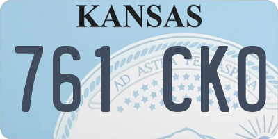 KS license plate 761CKO