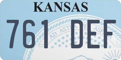 KS license plate 761DEF