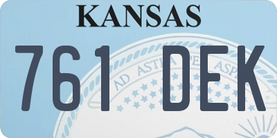 KS license plate 761DEK