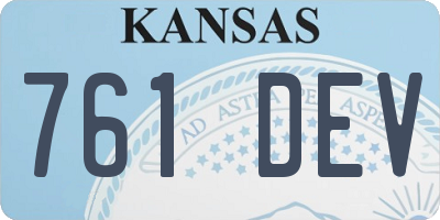 KS license plate 761DEV
