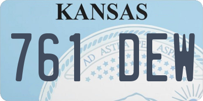 KS license plate 761DEW
