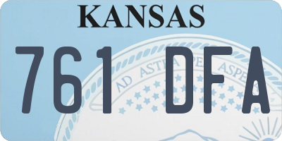 KS license plate 761DFA