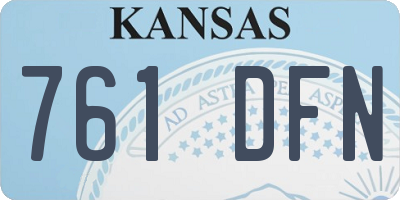 KS license plate 761DFN