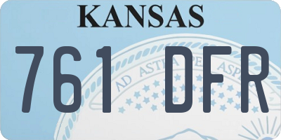 KS license plate 761DFR