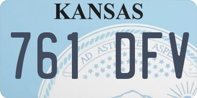 KS license plate 761DFV