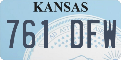 KS license plate 761DFW
