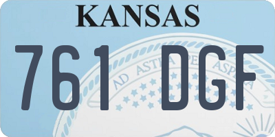 KS license plate 761DGF