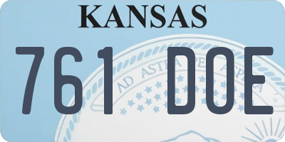 KS license plate 761DOE