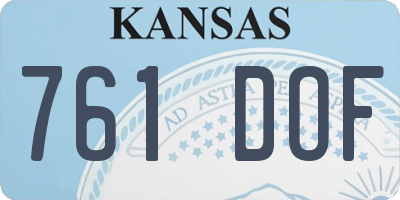 KS license plate 761DOF