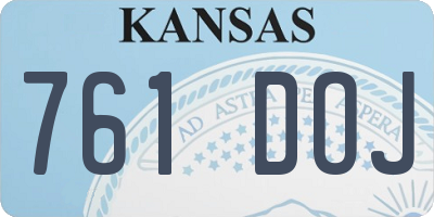 KS license plate 761DOJ