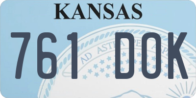 KS license plate 761DOK