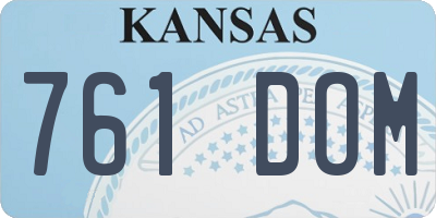 KS license plate 761DOM