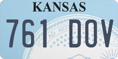 KS license plate 761DOV