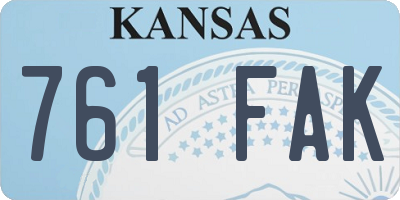 KS license plate 761FAK