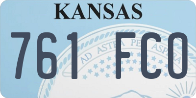 KS license plate 761FCO