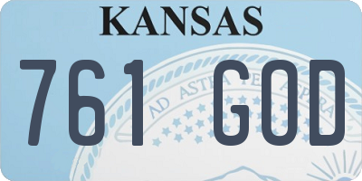 KS license plate 761GOD
