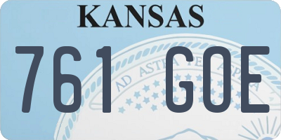 KS license plate 761GOE