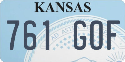 KS license plate 761GOF