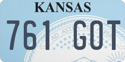 KS license plate 761GOT