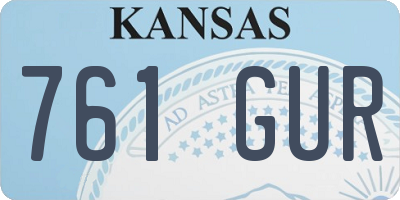 KS license plate 761GUR