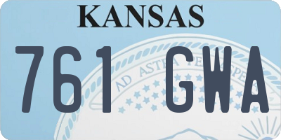 KS license plate 761GWA