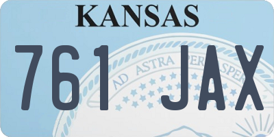 KS license plate 761JAX