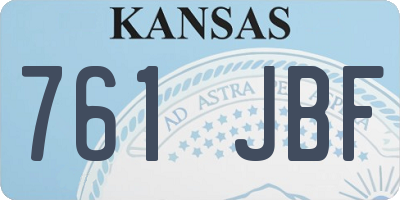 KS license plate 761JBF