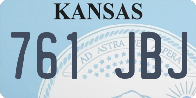 KS license plate 761JBJ