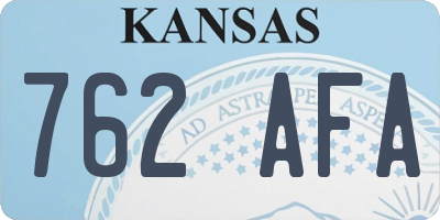 KS license plate 762AFA