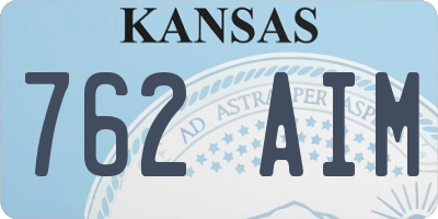 KS license plate 762AIM