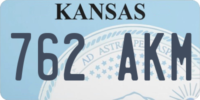 KS license plate 762AKM