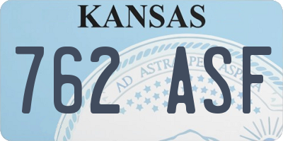 KS license plate 762ASF