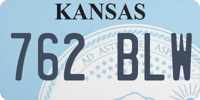KS license plate 762BLW