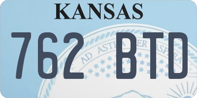 KS license plate 762BTD